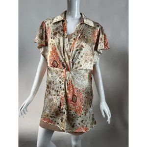 Ivy Chic  Vintage Y2K Boho Tunic Top  2X Beige   Polyester
